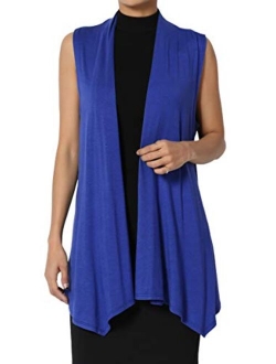 Sleeveless Waterfall Jersey Cardigan Lightweight Draped Layering Vest