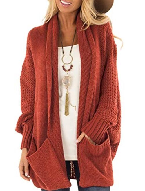 Dearlove Women's Oversized Long Sleeve Open Front Knit Cardigan Sweater with Pocket S-XXL