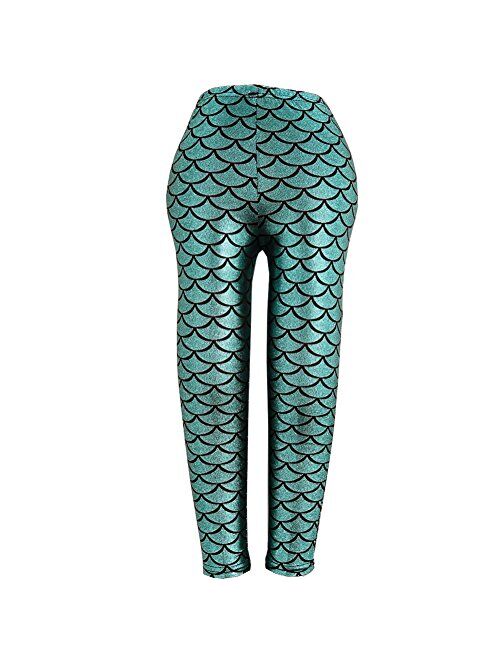 Frogwill Girls Mermaid Scale Leggings Fish Pants 3-11 Years