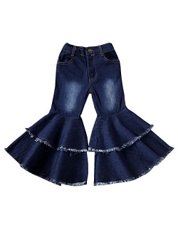 Specialcal Toddler Little Kid Girls Denim Jeans Bell Bottom Flare Pants Leggings Trousers