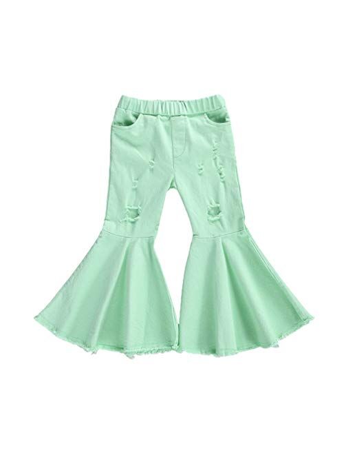 Specialcal Toddler Little Kid Girls Denim Jeans Bell Bottom Flare Pants Leggings Trousers