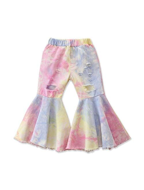 Specialcal Toddler Little Kid Girls Denim Jeans Bell Bottom Flare Pants Leggings Trousers