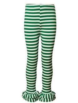 Ipuang Girl's Cotton Ruffle Stripe Leggings