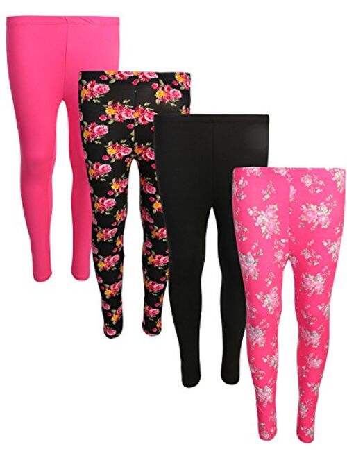 dELiAs 4 Pack Girls Basic Yummy Active Leggings (Solids & Prints)