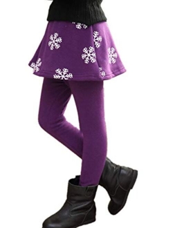 Face Dream Little Girls Footless Leggings with Mini Ruffle Skirt Stretchy Cotton Pantskirt