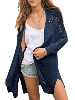 Misassy Womens Open Front Knit Sheer Cardigans Summer Boho Lightweight Long Sleeve Kimono Long Sweater