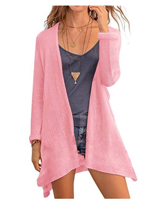 Misassy Womens Open Front Knit Sheer Cardigans Summer Boho Lightweight Long Sleeve Kimono Long Sweater