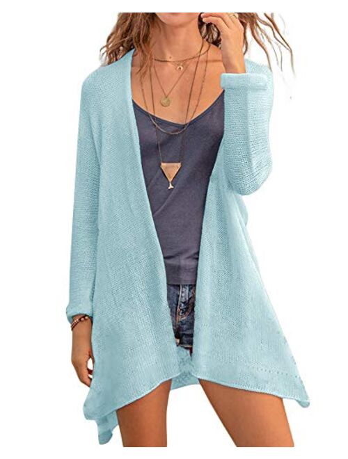 Misassy Womens Open Front Knit Sheer Cardigans Summer Boho Lightweight Long Sleeve Kimono Long Sweater