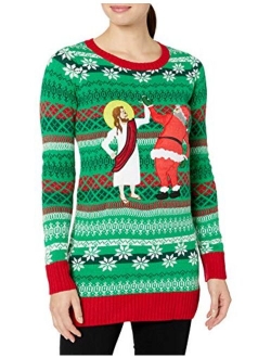 Juniors Jolly Santa Tunic Christmas Sweater