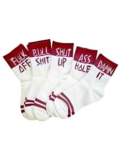 Am Landen Super Fun Stylish Unisex 5 Pairs Set Bad Words Ankle Socks