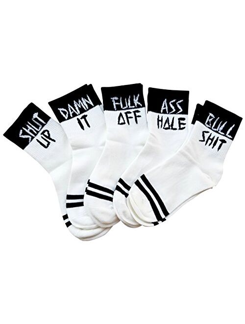 Am Landen Super Fun Stylish Unisex 5 Pairs Set Bad Words Ankle Socks