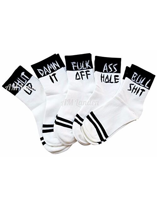 Am Landen Super Fun Stylish Unisex 5 Pairs Set Bad Words Ankle Socks