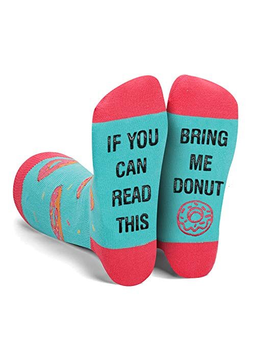 Zmart Women's If You Can Read This Bring Me Bacon Tea Sushi Coffee Taco Donuts Pizza Gifts Socks(Non Slip)