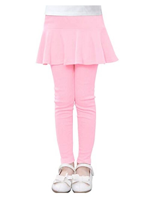 BOOPH Little Girls Footless Leggings with Ruffle Tutu Skirts Kids Tights Pants