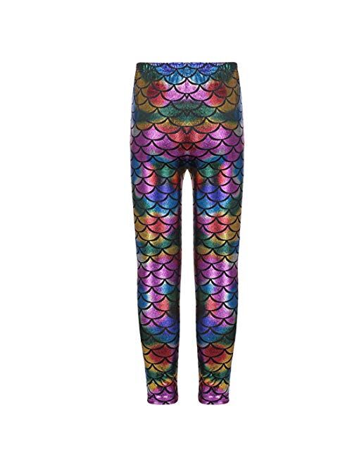 Loxdonz Kids Baby Girls Mermaid Fish Scale Stretch Long Leggings Tight Pants