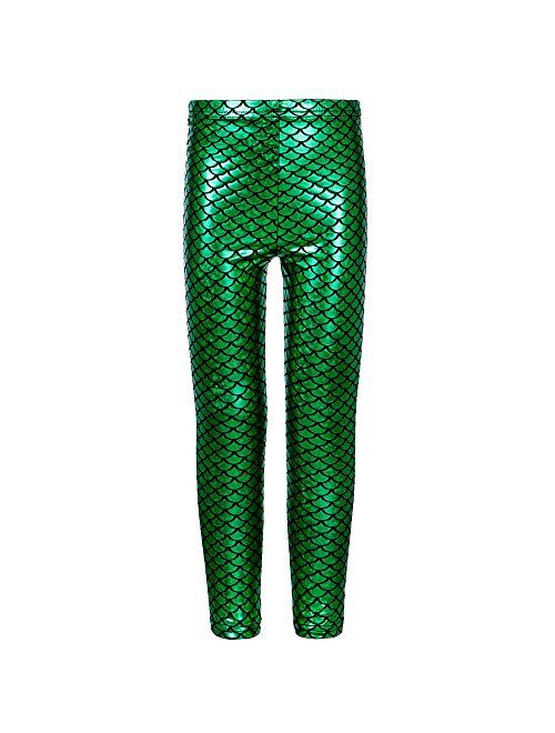 Loxdonz Kids Baby Girls Mermaid Fish Scale Stretch Long Leggings Tight Pants