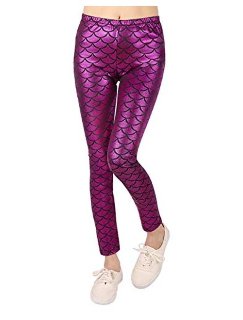 Loxdonz Kids Baby Girls Mermaid Fish Scale Stretch Long Leggings Tight Pants