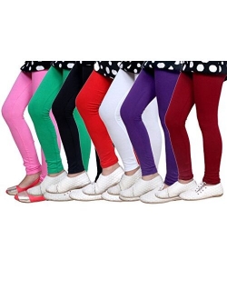 Indistar Big Girls' Soft Cotton Leggings (Set of -7)