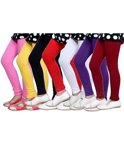 Indistar Big Girls' Soft Cotton Leggings (Set of -7)