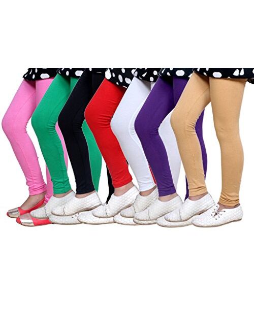 Indistar Big Girls' Soft Cotton Leggings (Set of -7)