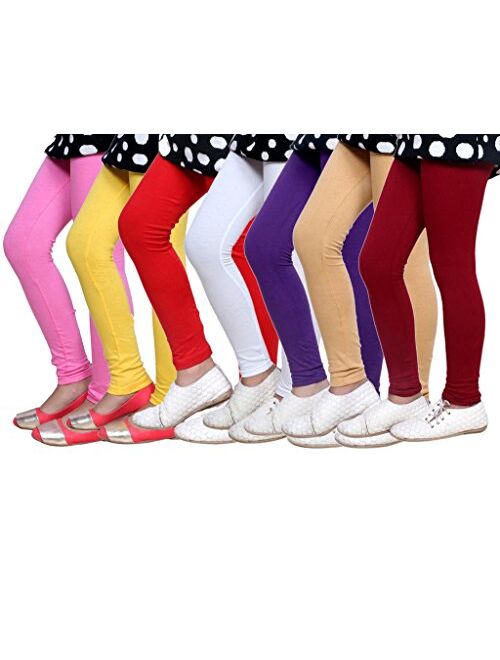 Indistar Big Girls' Soft Cotton Leggings (Set of -7)