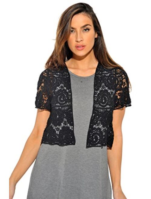 Just Love Bolero Shrug Paisley Crochet Knit Women Cardigan