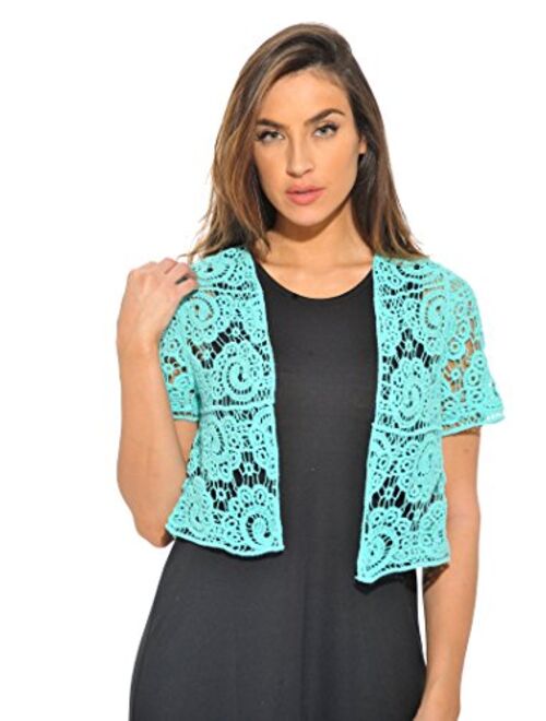 Just Love Bolero Shrug Paisley Crochet Knit Women Cardigan