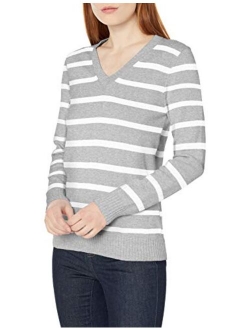 Women's 100% Cotton Long-Sleeve V-Neck Sweater