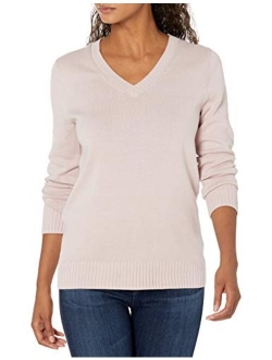 Women's 100% Cotton Long-Sleeve V-Neck Sweater