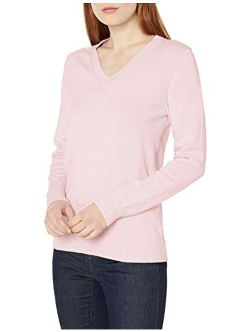 Amazon Essentials Women's 100% Cotton Long-Sleeve V-Neck Sweater