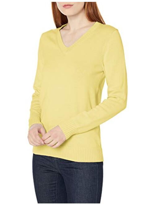 Amazon Essentials Women's 100% Cotton Long-Sleeve V-Neck Sweater