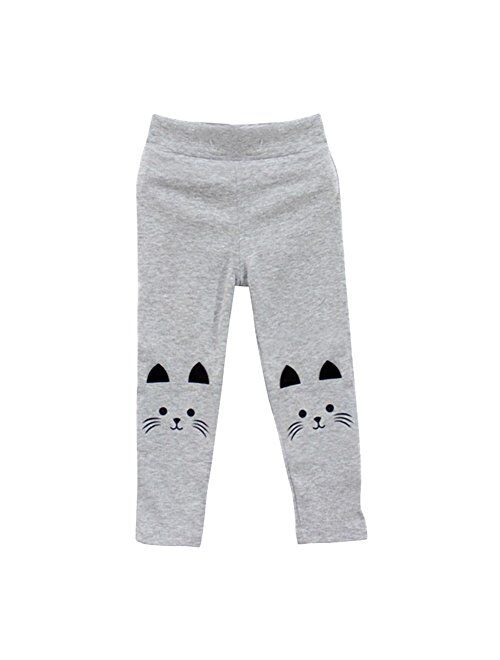 Weixinbuy Baby Kids Girl Cat Print Tight Stretch Leggings Pants