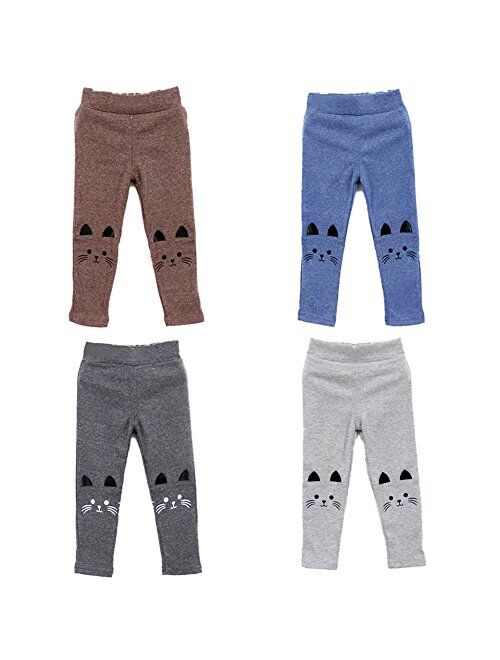 Weixinbuy Baby Kids Girl Cat Print Tight Stretch Leggings Pants