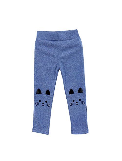 Weixinbuy Baby Kids Girl Cat Print Tight Stretch Leggings Pants