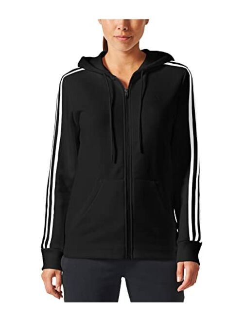 adidas Women's Essentials Cotton Fleece 3-Stripe Full Zip Hoodie