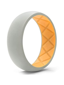 Egnaro Silicone Wedding Ring for Men, Dual-Tone Breathable Mens' Rubber Wedding Bands - One Ring with Two Color