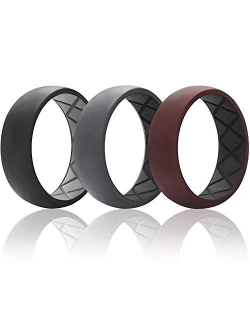 Egnaro Silicone Wedding Ring for Men, Dual-Tone Breathable Mens' Rubber Wedding Bands - One Ring with Two Color