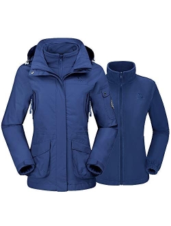 CAMEL CROWN Womens Waterproof Ski Jacket 3-in-1 Windbreaker Winter Coat Fleece Inner for Rain Snow Outdoor Hiking