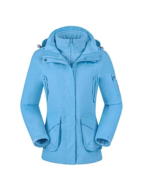 CAMEL CROWN Womens Waterproof Ski Jacket 3-in-1 Windbreaker Winter Coat Fleece Inner for Rain Snow Outdoor Hiking