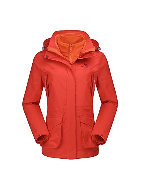 CAMEL CROWN Womens Waterproof Ski Jacket 3-in-1 Windbreaker Winter Coat Fleece Inner for Rain Snow Outdoor Hiking