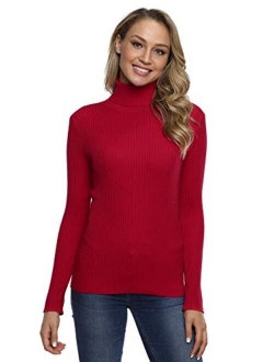 Women's Ribbed Turtleneck Long Sleeve Sweater Tops