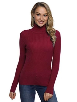 Women's Ribbed Turtleneck Long Sleeve Sweater Tops