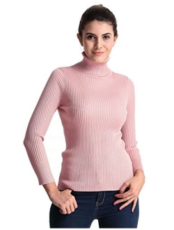 Women's Ribbed Turtleneck Long Sleeve Sweater Tops