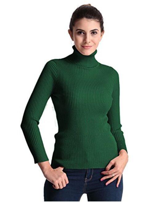 PrettyGuide Women's Ribbed Turtleneck Long Sleeve Sweater Tops