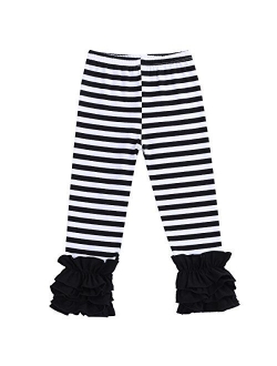 OBEEII Little Big Girl Icing Ruffle Pants Boutique Ruffle Leggings Cotton Trousers Activewear Playwear Birthday Party