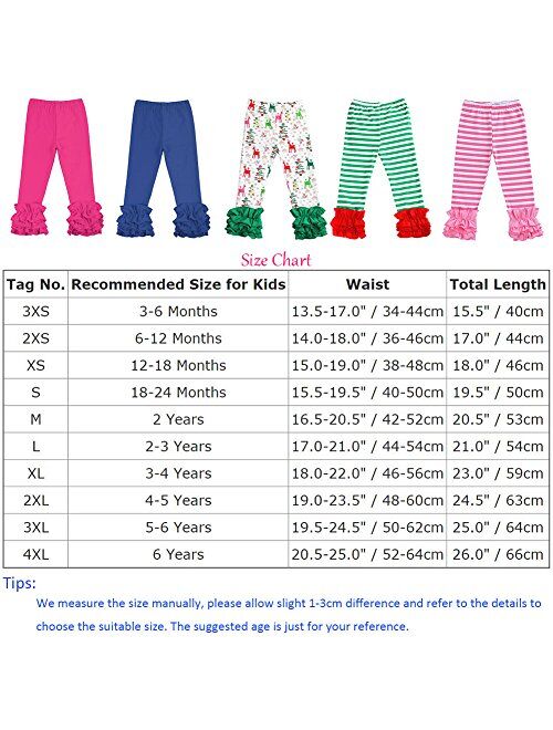 OBEEII Little Big Girl Icing Ruffle Pants Boutique Ruffle Leggings Cotton Trousers Activewear Playwear Birthday Party