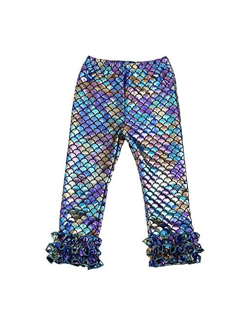 Wennikids Toddler Little Baby Girls Cotton Ruffle Pants Leggings