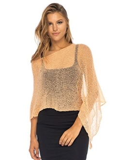 Back From Bali Womens Sheer Poncho Shrug Bolero, Lightweight Summer Shrug Pullover Sweater