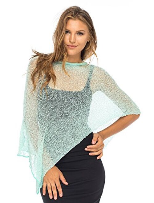 Back From Bali Womens Sheer Poncho Shrug Bolero, Lightweight Summer Shrug Pullover Sweater