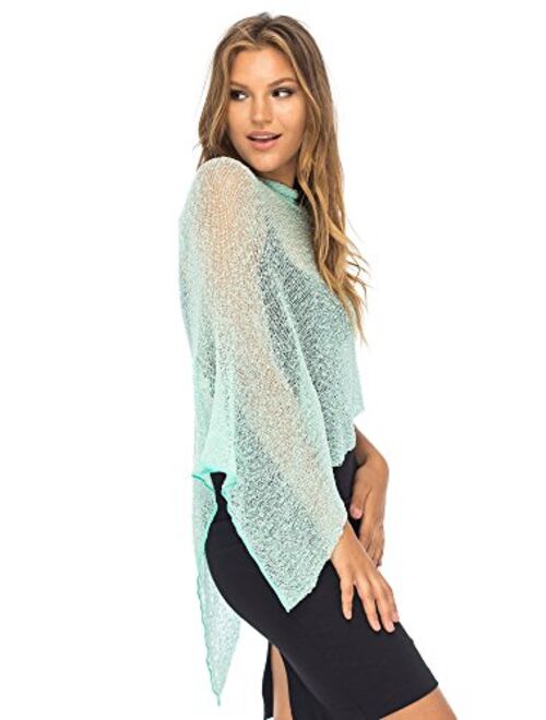 Back From Bali Womens Sheer Poncho Shrug Bolero, Lightweight Summer Shrug Pullover Sweater